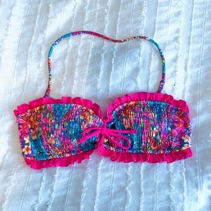 VS smocked bandeau floral swim top